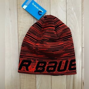 Bauer Kids Black and Red Striped Beanie